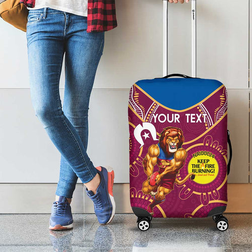 Custom AFL Brisbane Lions NAIDOC Week Luggage Cover Keep The Fire Burning Indigenous Art