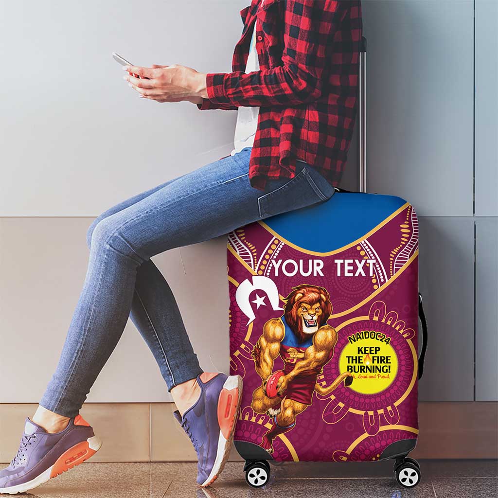 Custom AFL Brisbane Lions NAIDOC Week Luggage Cover Keep The Fire Burning Indigenous Art