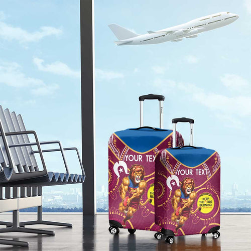 Custom AFL Brisbane Lions NAIDOC Week Luggage Cover Keep The Fire Burning Indigenous Art