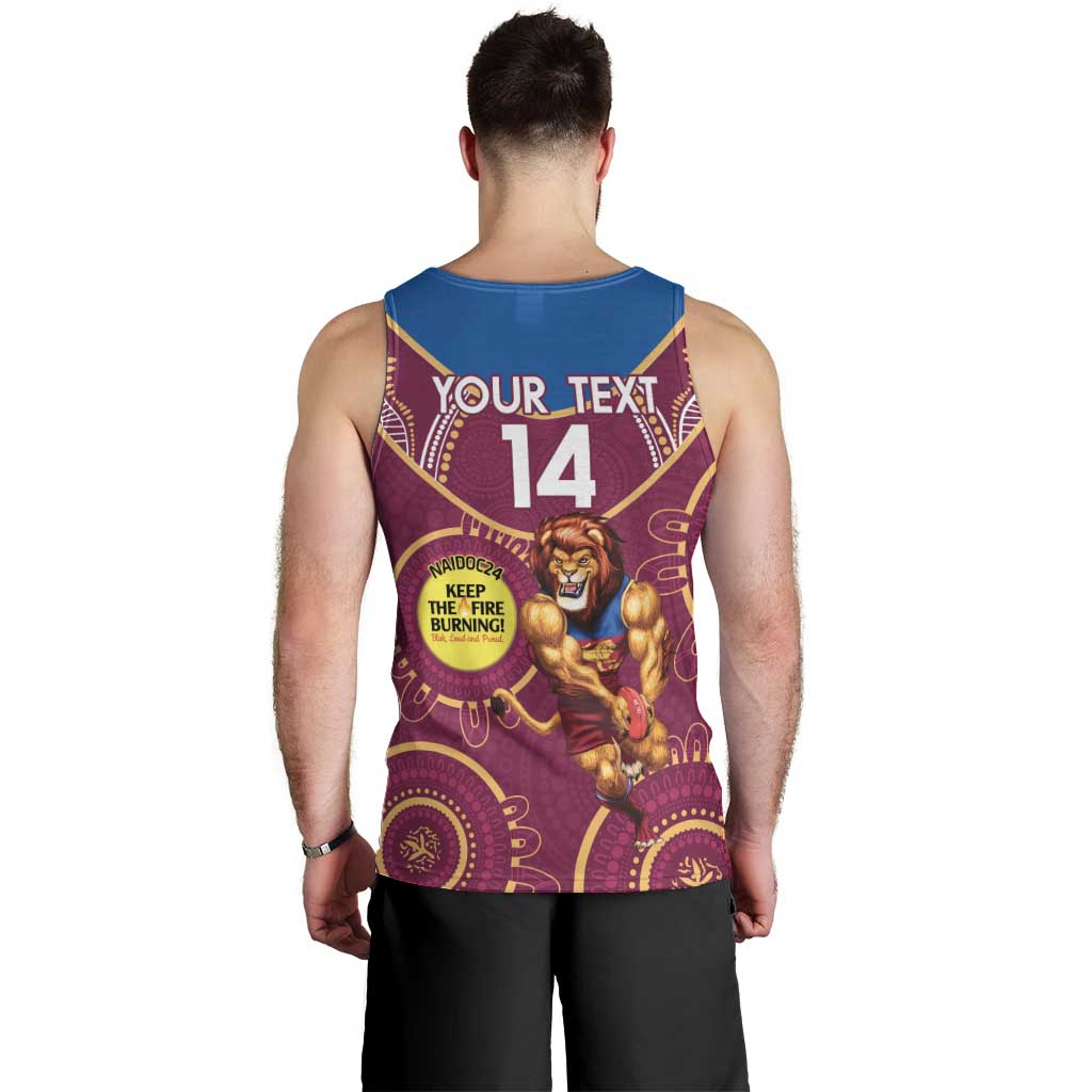 Custom AFL Brisbane Lions NAIDOC Week Men Tank Top Keep The Fire Burning Indigenous Art