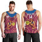 Custom AFL Brisbane Lions NAIDOC Week Men Tank Top Keep The Fire Burning Indigenous Art