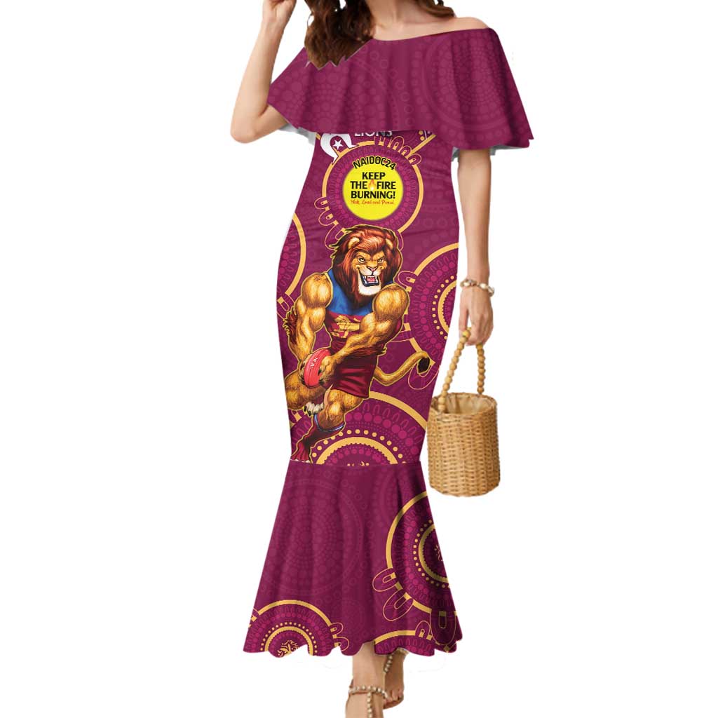 Custom AFL Brisbane Lions NAIDOC Week Mermaid Dress Keep The Fire Burning Indigenous Art