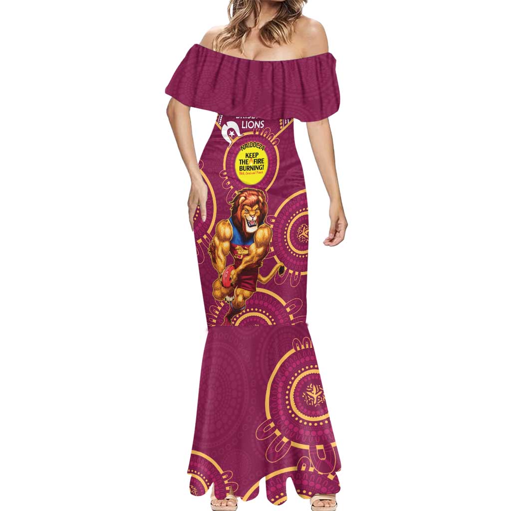 Custom AFL Brisbane Lions NAIDOC Week Mermaid Dress Keep The Fire Burning Indigenous Art