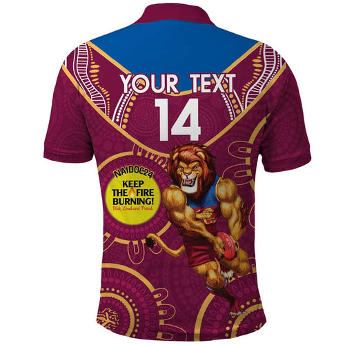 Custom AFL Brisbane Lions NAIDOC Week Polo Shirt Keep The Fire Burning Indigenous Art
