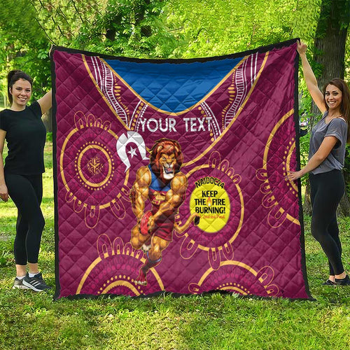 Custom AFL Brisbane Lions NAIDOC Week Quilt Keep The Fire Burning Indigenous Art