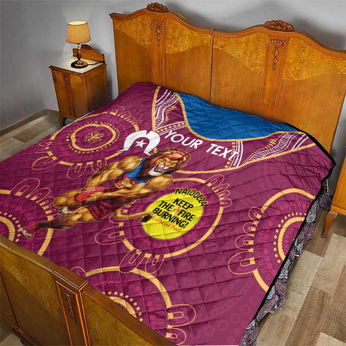 Custom AFL Brisbane Lions NAIDOC Week Quilt Keep The Fire Burning Indigenous Art