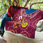 Custom AFL Brisbane Lions NAIDOC Week Quilt Keep The Fire Burning Indigenous Art