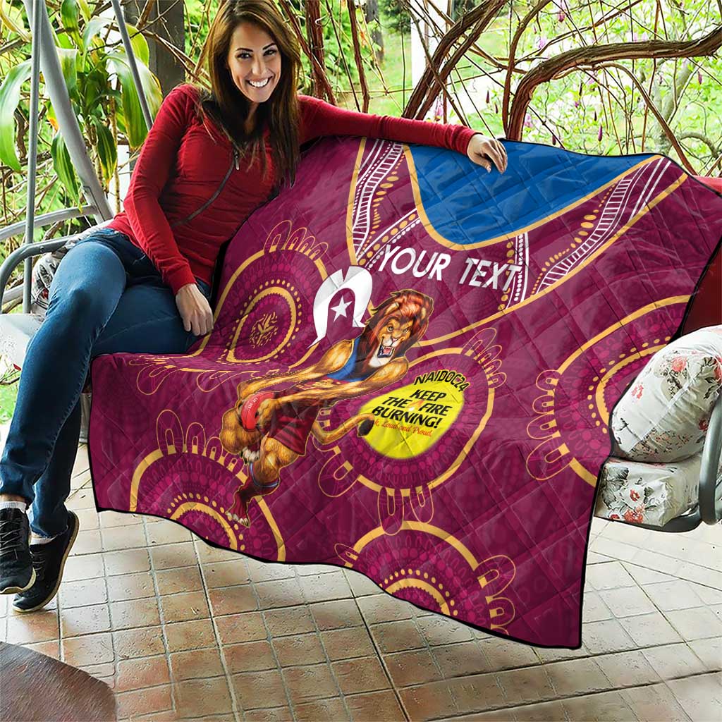 Custom AFL Brisbane Lions NAIDOC Week Quilt Keep The Fire Burning Indigenous Art
