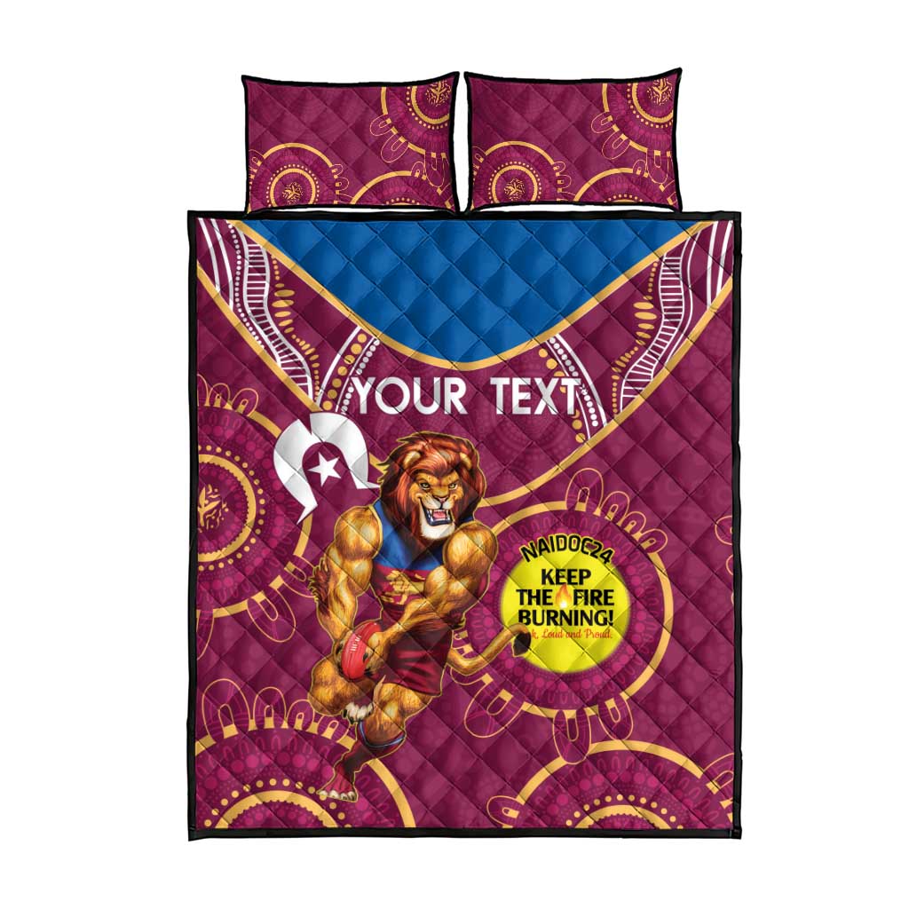 Custom AFL Brisbane Lions NAIDOC Week Quilt Bed Set Keep The Fire Burning Indigenous Art