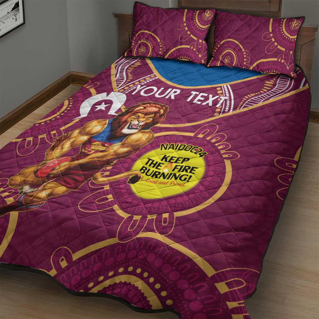 Custom AFL Brisbane Lions NAIDOC Week Quilt Bed Set Keep The Fire Burning Indigenous Art