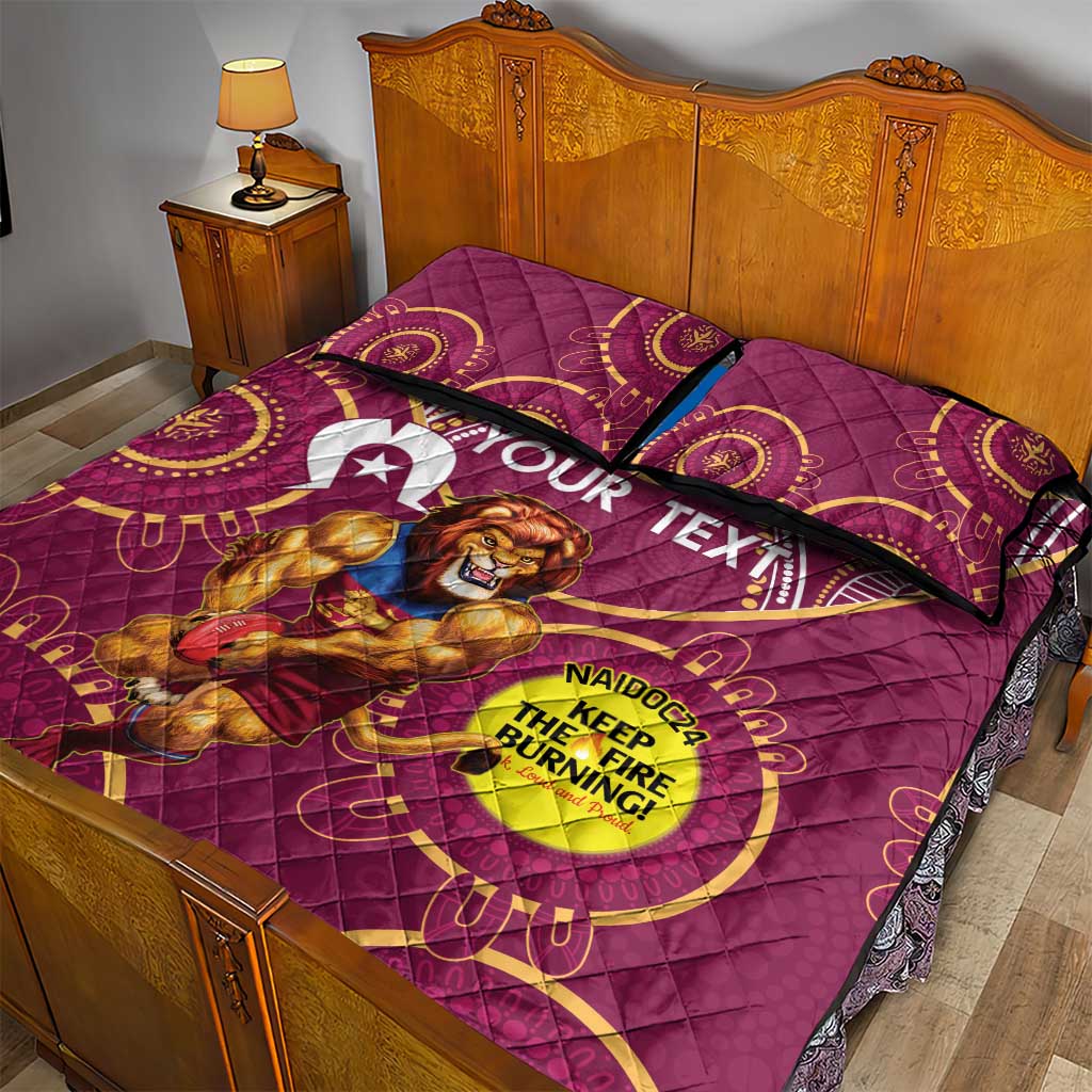 Custom AFL Brisbane Lions NAIDOC Week Quilt Bed Set Keep The Fire Burning Indigenous Art
