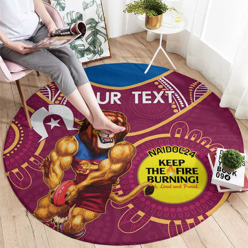 Custom AFL Brisbane Lions NAIDOC Week Round Carpet Keep The Fire Burning Indigenous Art