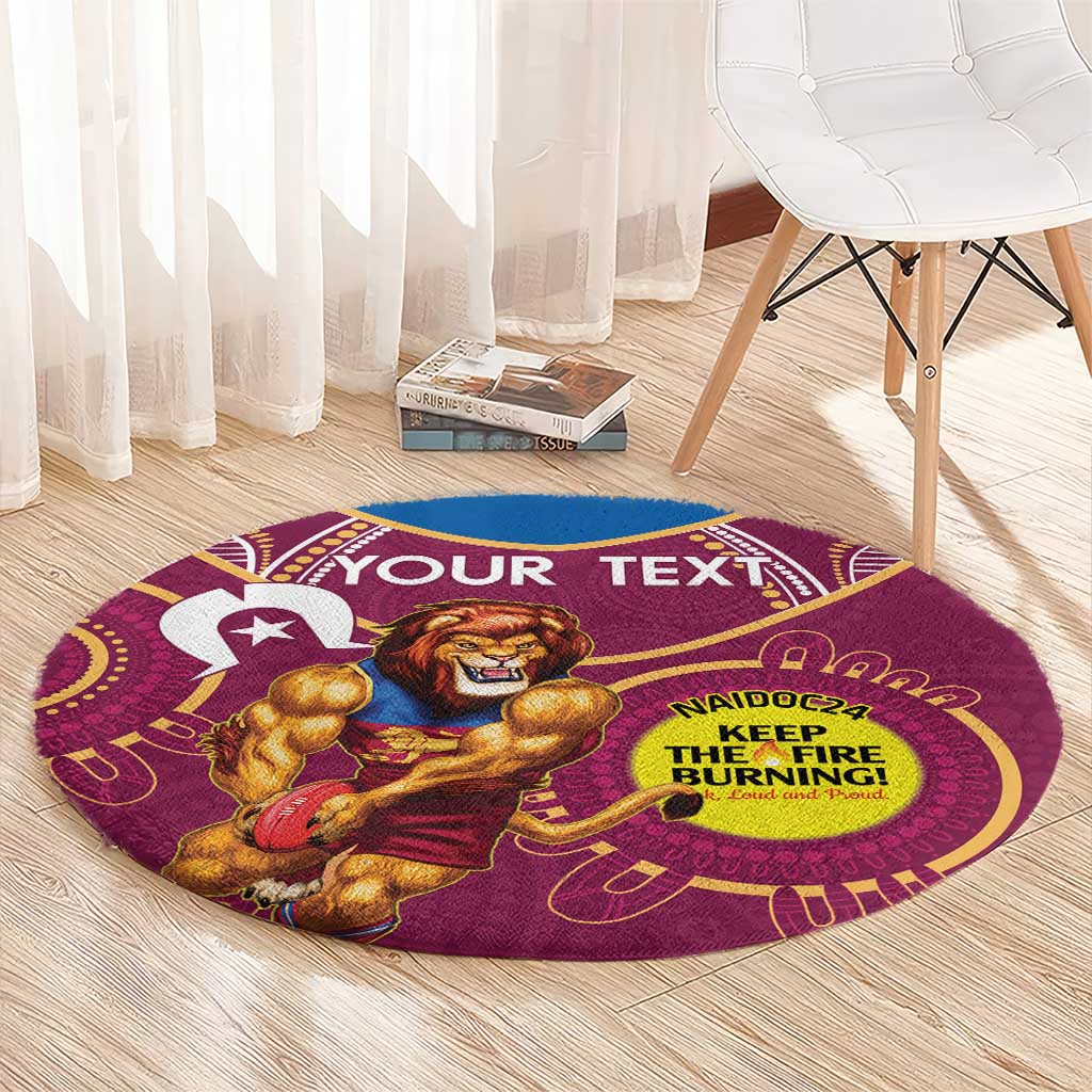 Custom AFL Brisbane Lions NAIDOC Week Round Carpet Keep The Fire Burning Indigenous Art