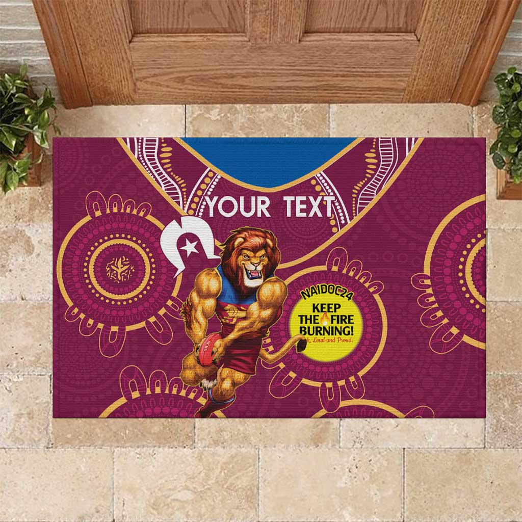 Custom AFL Brisbane Lions NAIDOC Week Rubber Doormat Keep The Fire Burning Indigenous Art