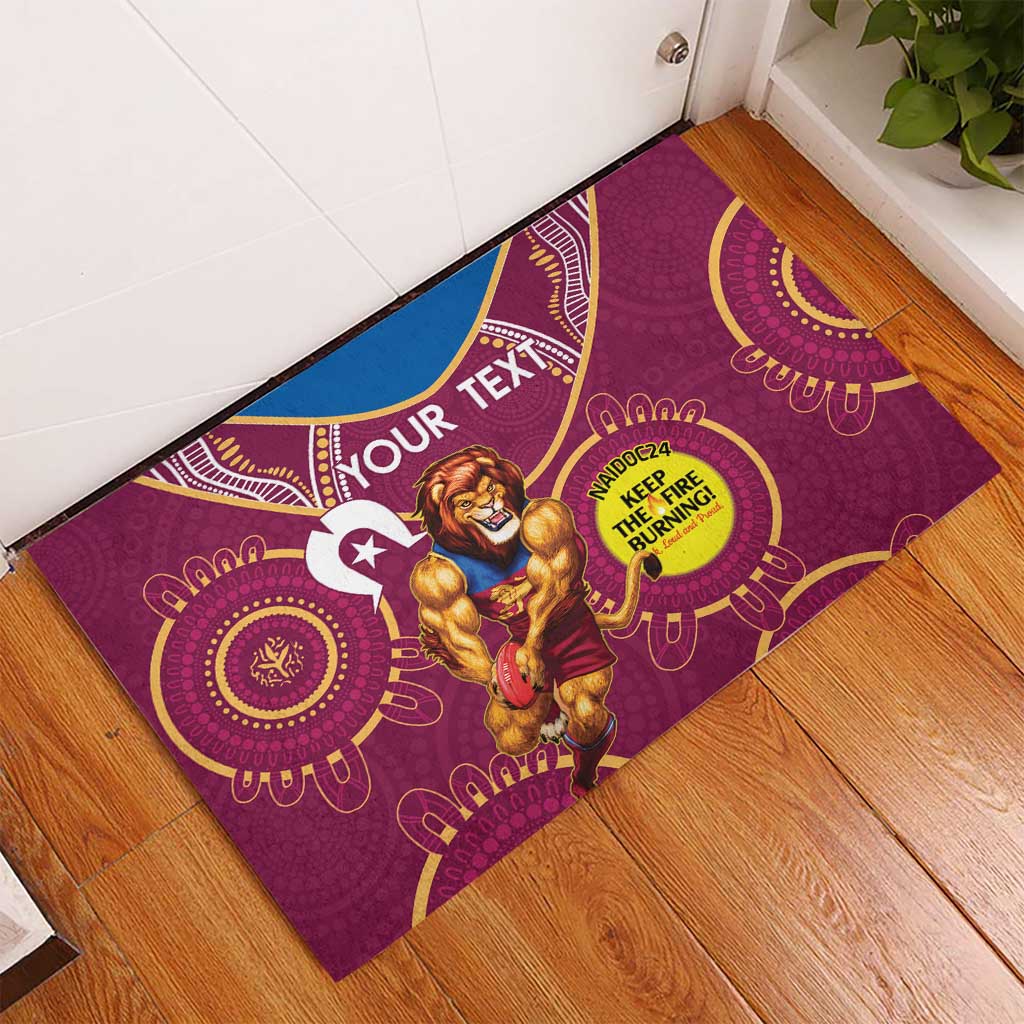 Custom AFL Brisbane Lions NAIDOC Week Rubber Doormat Keep The Fire Burning Indigenous Art