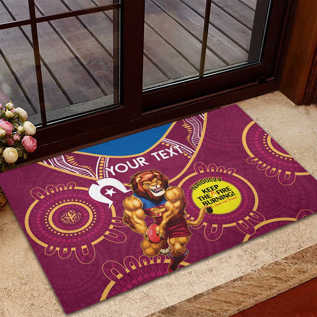 Custom AFL Brisbane Lions NAIDOC Week Rubber Doormat Keep The Fire Burning Indigenous Art