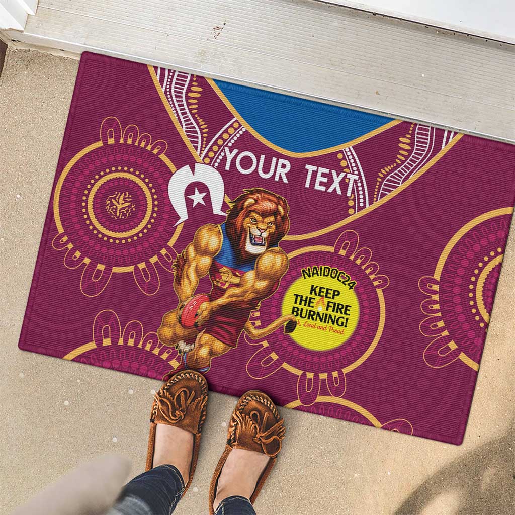 Custom AFL Brisbane Lions NAIDOC Week Rubber Doormat Keep The Fire Burning Indigenous Art