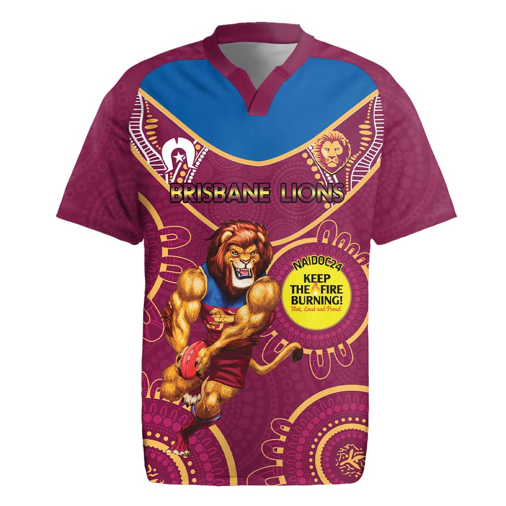 Custom AFL Brisbane Lions NAIDOC Week Rugby Jersey Keep The Fire Burning Indigenous Art