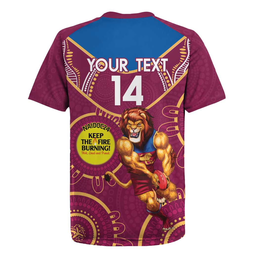 Custom AFL Brisbane Lions NAIDOC Week Rugby Jersey Keep The Fire Burning Indigenous Art