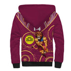 Custom AFL Brisbane Lions NAIDOC Week Sherpa Hoodie Keep The Fire Burning Indigenous Art