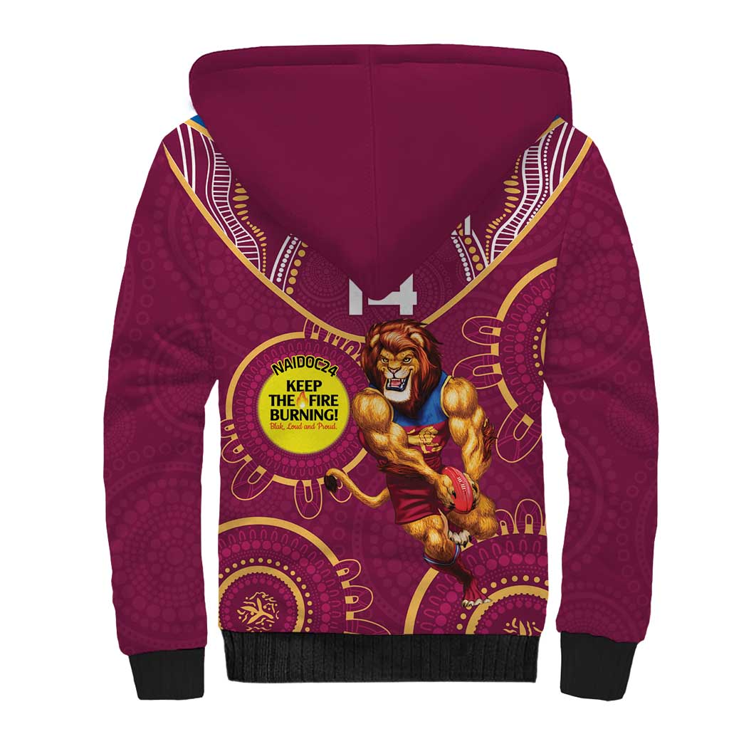 Custom AFL Brisbane Lions NAIDOC Week Sherpa Hoodie Keep The Fire Burning Indigenous Art