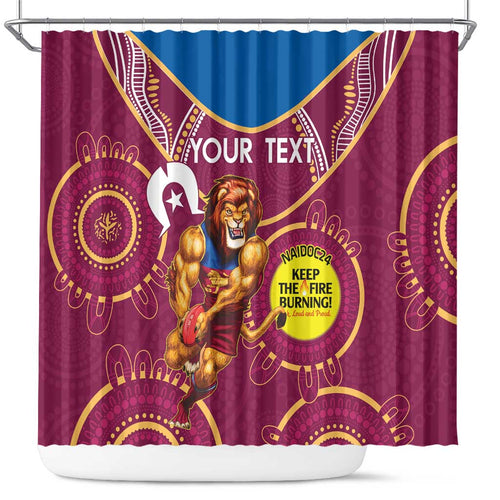 Custom AFL Brisbane Lions NAIDOC Week Shower Curtain Keep The Fire Burning Indigenous Art