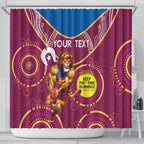 Custom AFL Brisbane Lions NAIDOC Week Shower Curtain Keep The Fire Burning Indigenous Art
