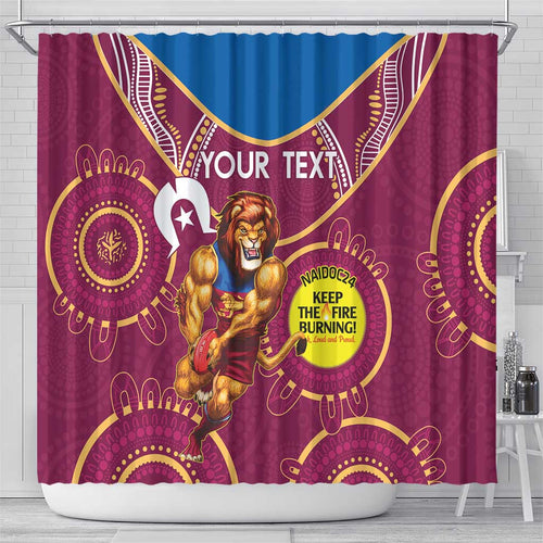 Custom AFL Brisbane Lions NAIDOC Week Shower Curtain Keep The Fire Burning Indigenous Art