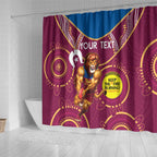 Custom AFL Brisbane Lions NAIDOC Week Shower Curtain Keep The Fire Burning Indigenous Art