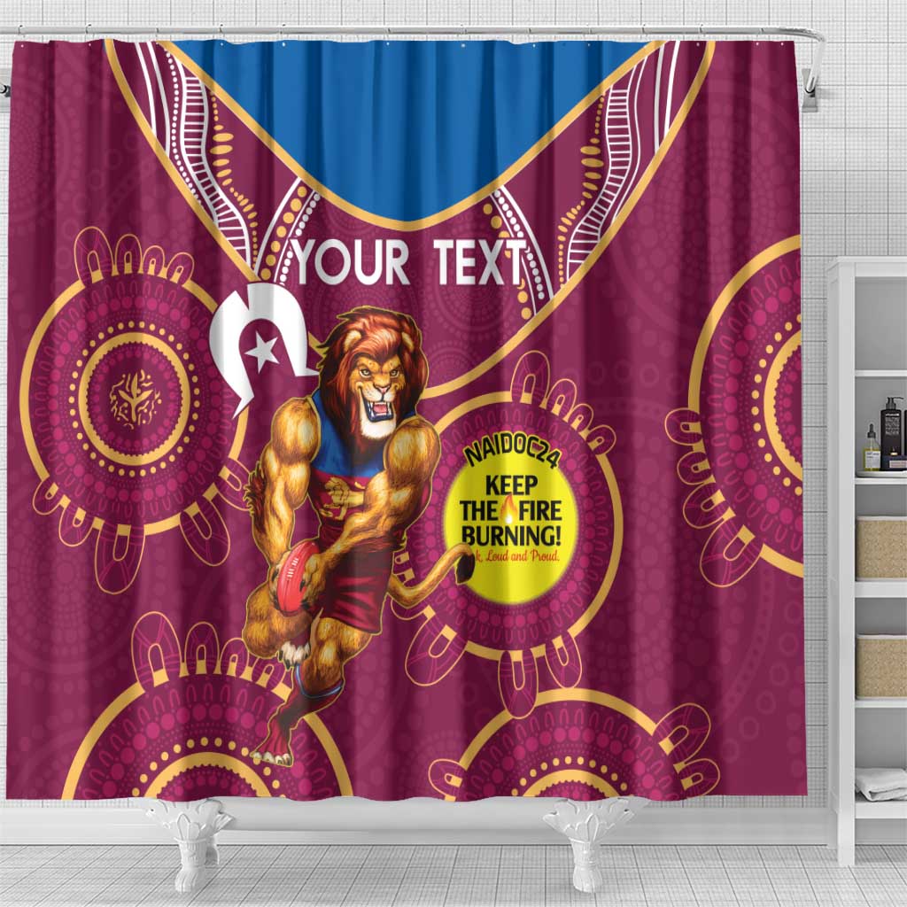 Custom AFL Brisbane Lions NAIDOC Week Shower Curtain Keep The Fire Burning Indigenous Art