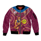Custom AFL Brisbane Lions NAIDOC Week Sleeve Zip Bomber Jacket Keep The Fire Burning Indigenous Art
