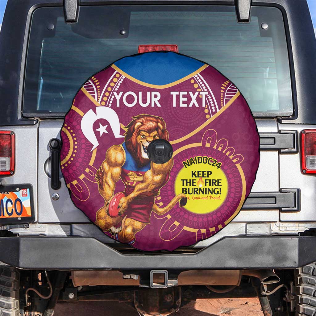 Custom AFL Brisbane Lions NAIDOC Week Spare Tire Cover Keep The Fire Burning Indigenous Art