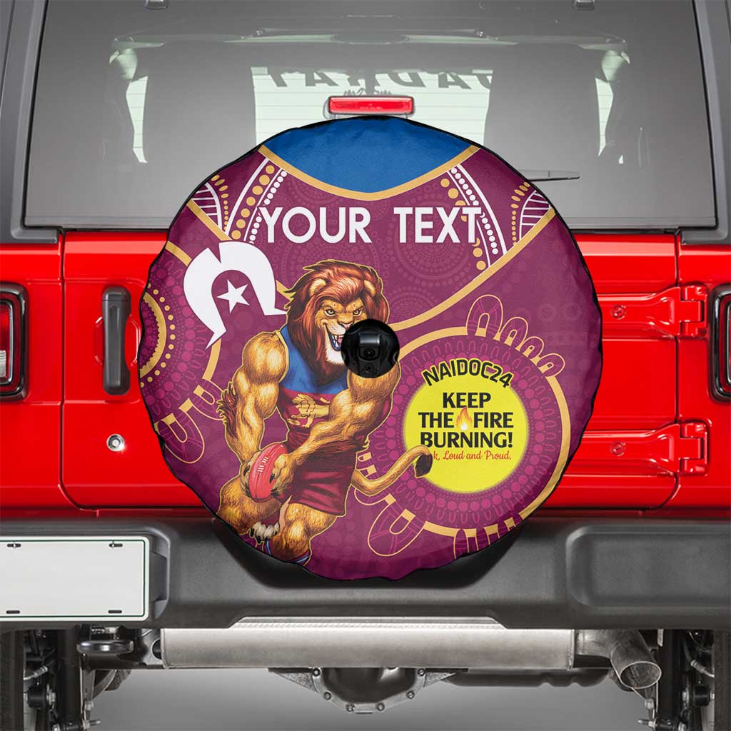 Custom AFL Brisbane Lions NAIDOC Week Spare Tire Cover Keep The Fire Burning Indigenous Art