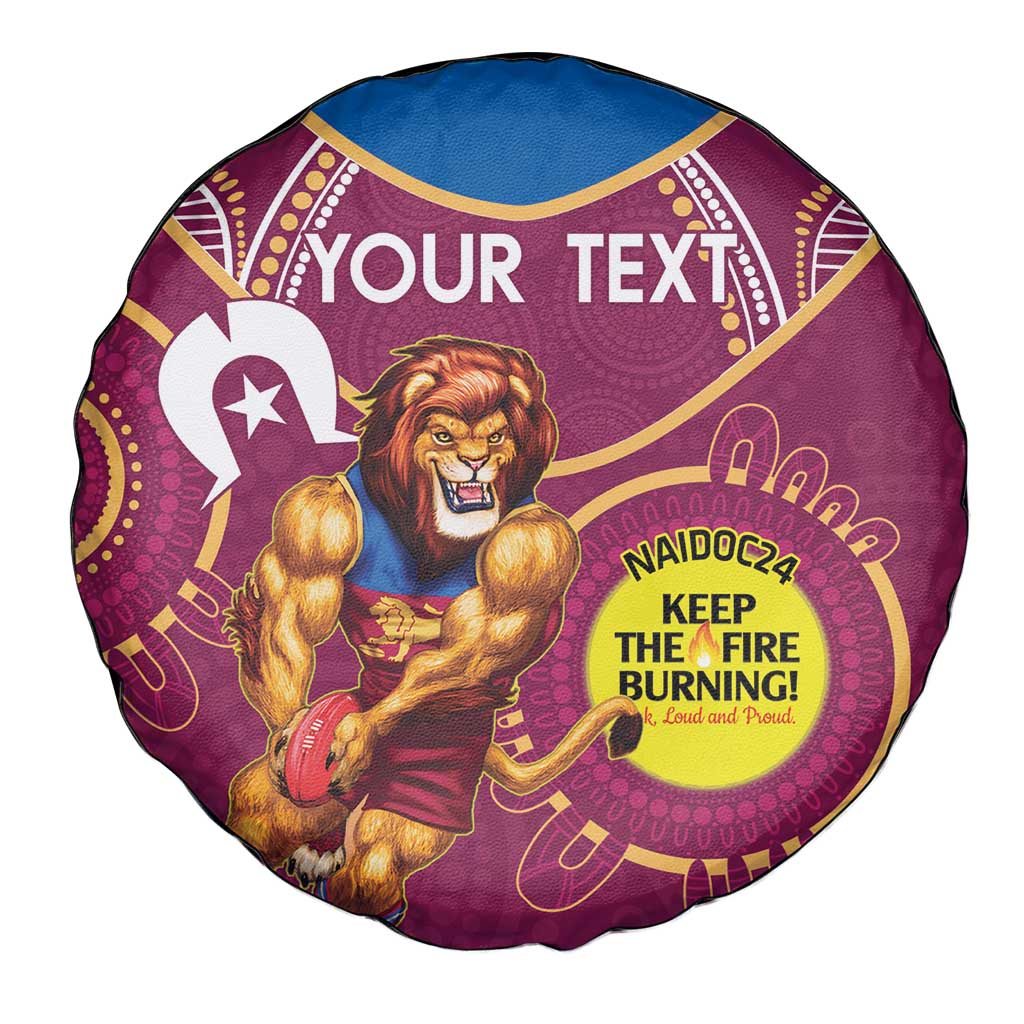Custom AFL Brisbane Lions NAIDOC Week Spare Tire Cover Keep The Fire Burning Indigenous Art