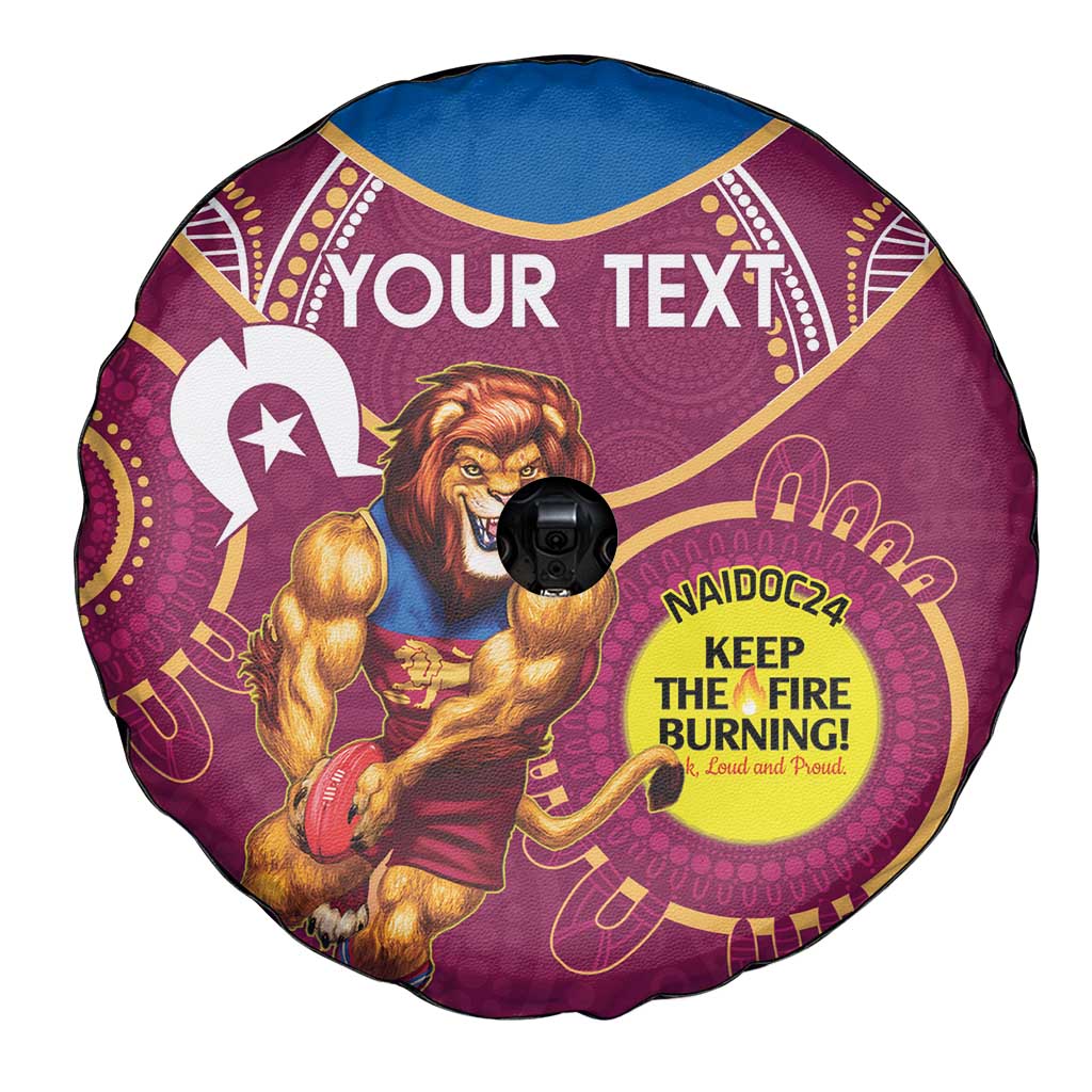 Custom AFL Brisbane Lions NAIDOC Week Spare Tire Cover Keep The Fire Burning Indigenous Art