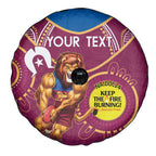 Custom AFL Brisbane Lions NAIDOC Week Spare Tire Cover Keep The Fire Burning Indigenous Art