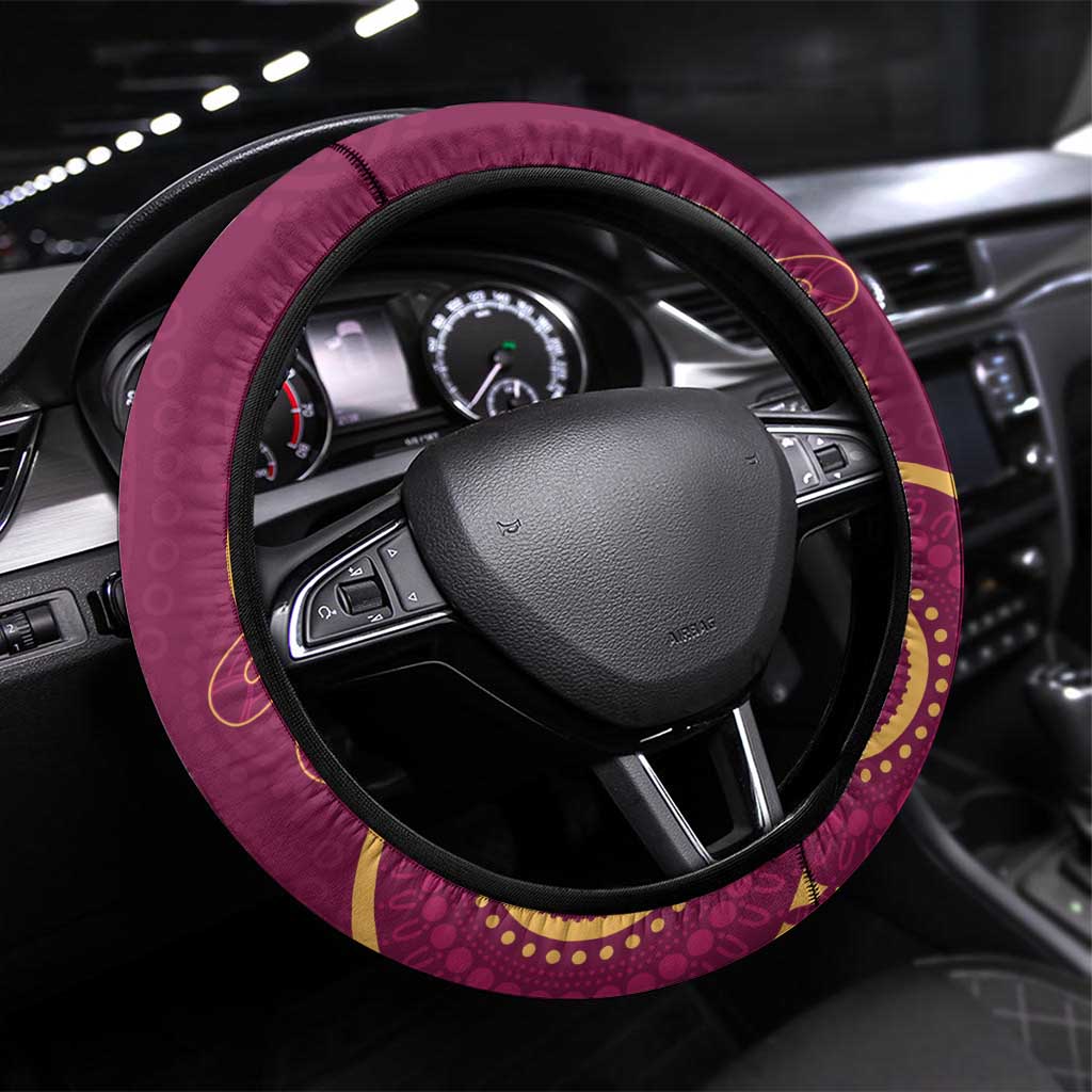 AFL Brisbane Lions NAIDOC Week Steering Wheel Cover Keep The Fire Burning Indigenous Art