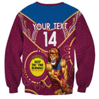 Custom AFL Brisbane Lions NAIDOC Week Sweatshirt Keep The Fire Burning Indigenous Art