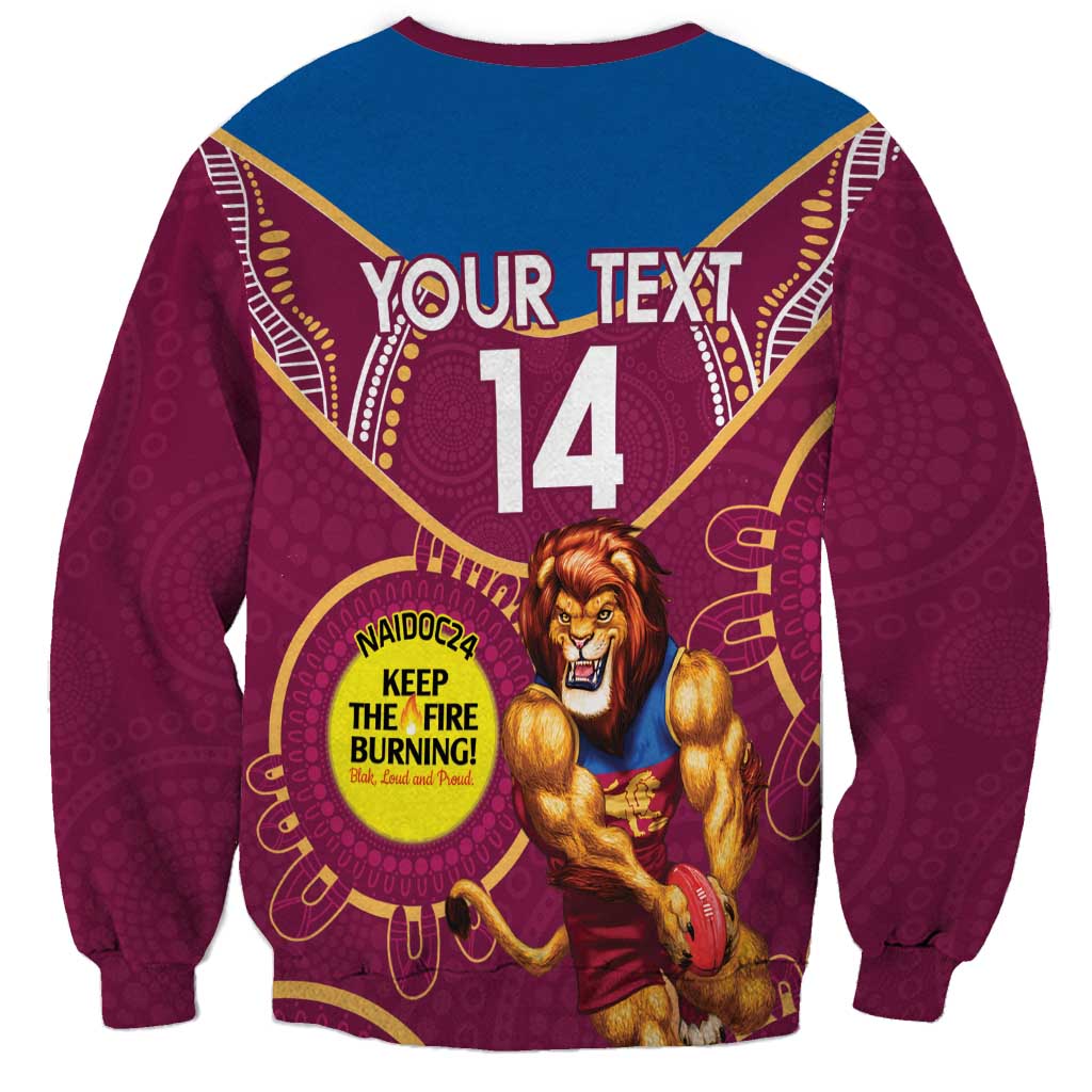 Custom AFL Brisbane Lions NAIDOC Week Sweatshirt Keep The Fire Burning Indigenous Art