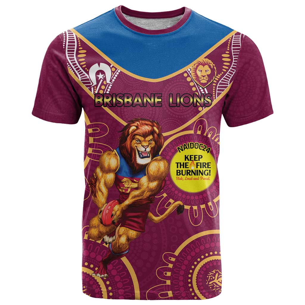 Custom AFL Brisbane Lions NAIDOC Week T Shirt Keep The Fire Burning Indigenous Art