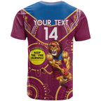 Custom AFL Brisbane Lions NAIDOC Week T Shirt Keep The Fire Burning Indigenous Art