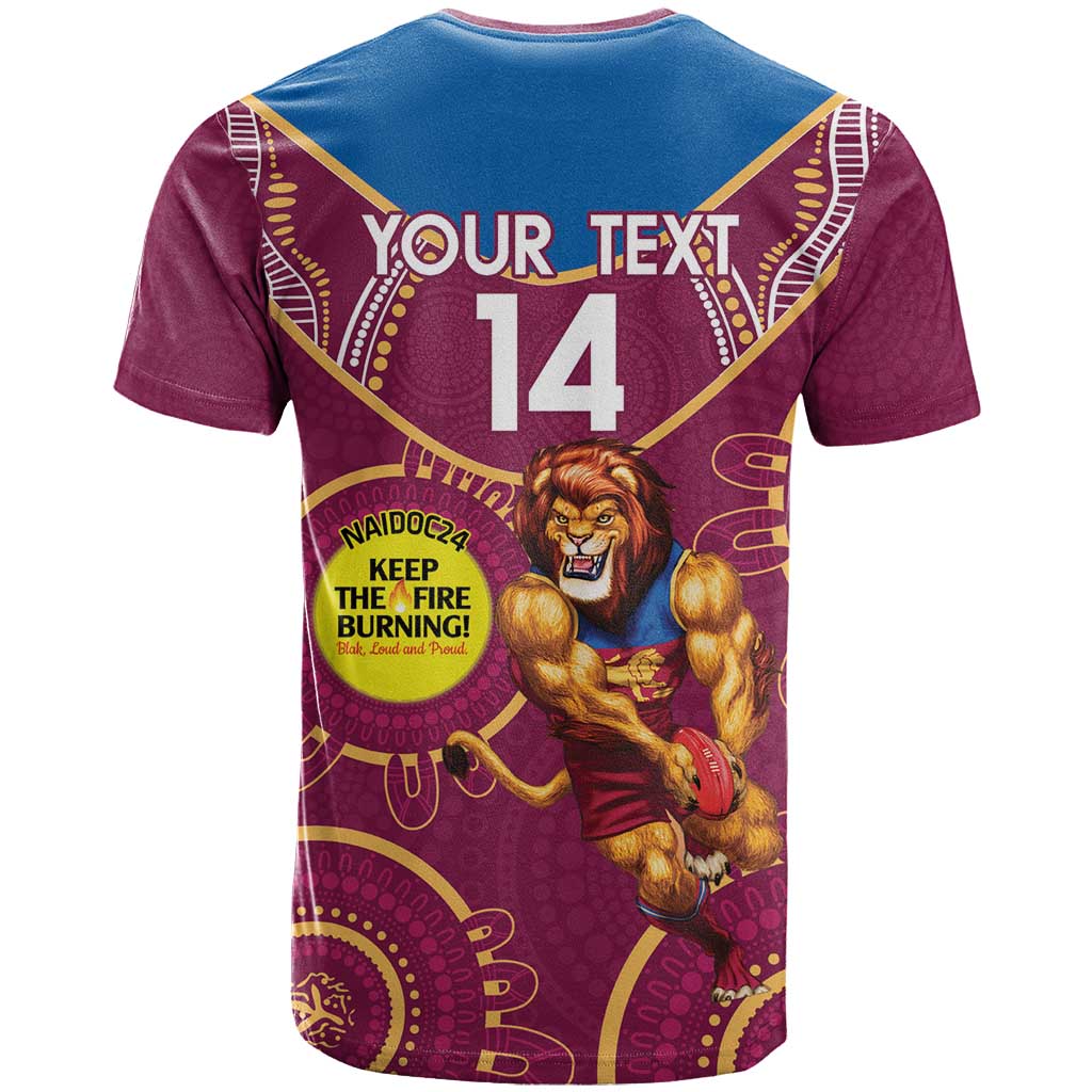 Custom AFL Brisbane Lions NAIDOC Week T Shirt Keep The Fire Burning Indigenous Art
