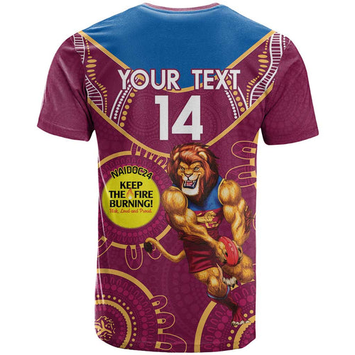 Custom AFL Brisbane Lions NAIDOC Week T Shirt Keep The Fire Burning Indigenous Art