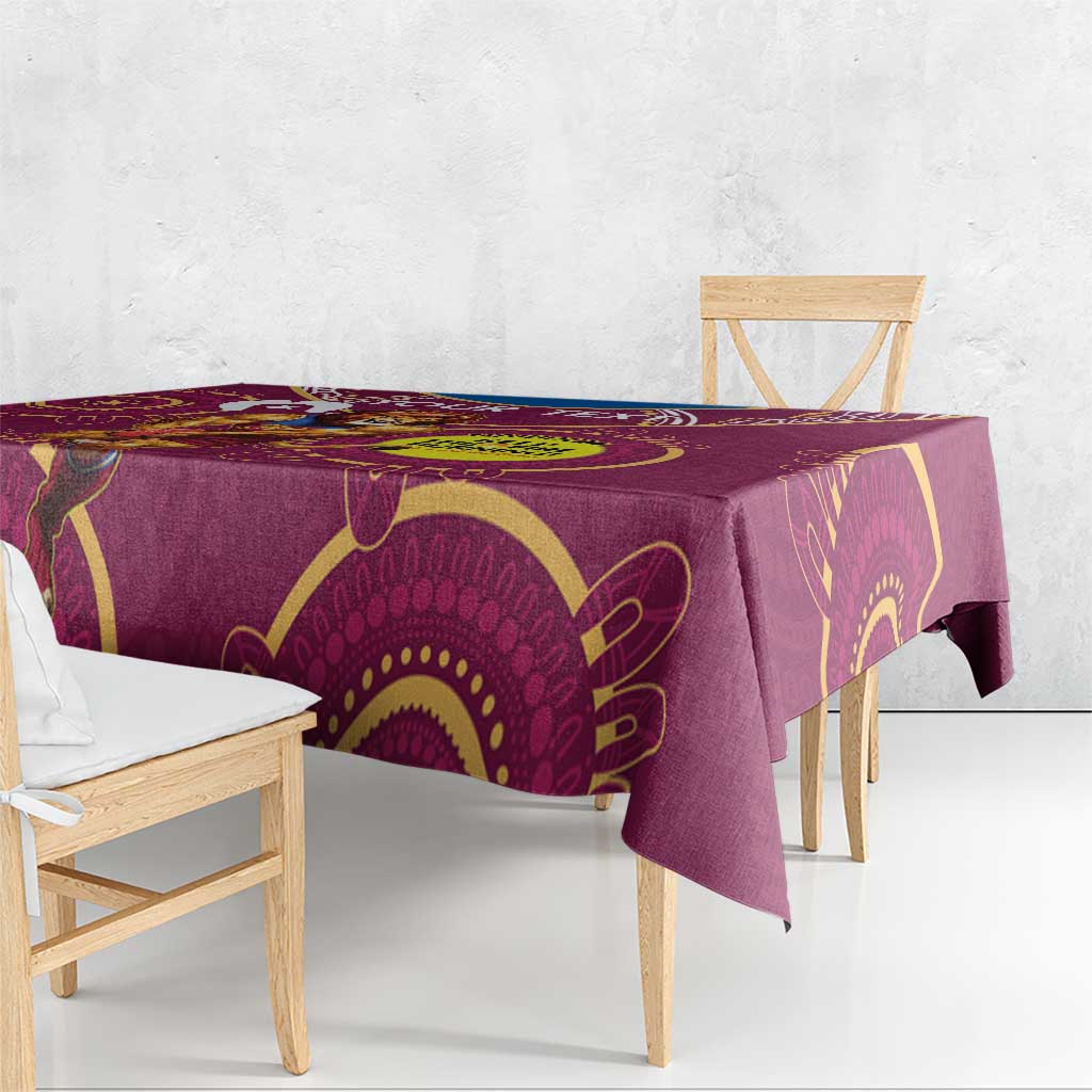 Custom AFL Brisbane Lions NAIDOC Week Tablecloth Keep The Fire Burning Indigenous Art