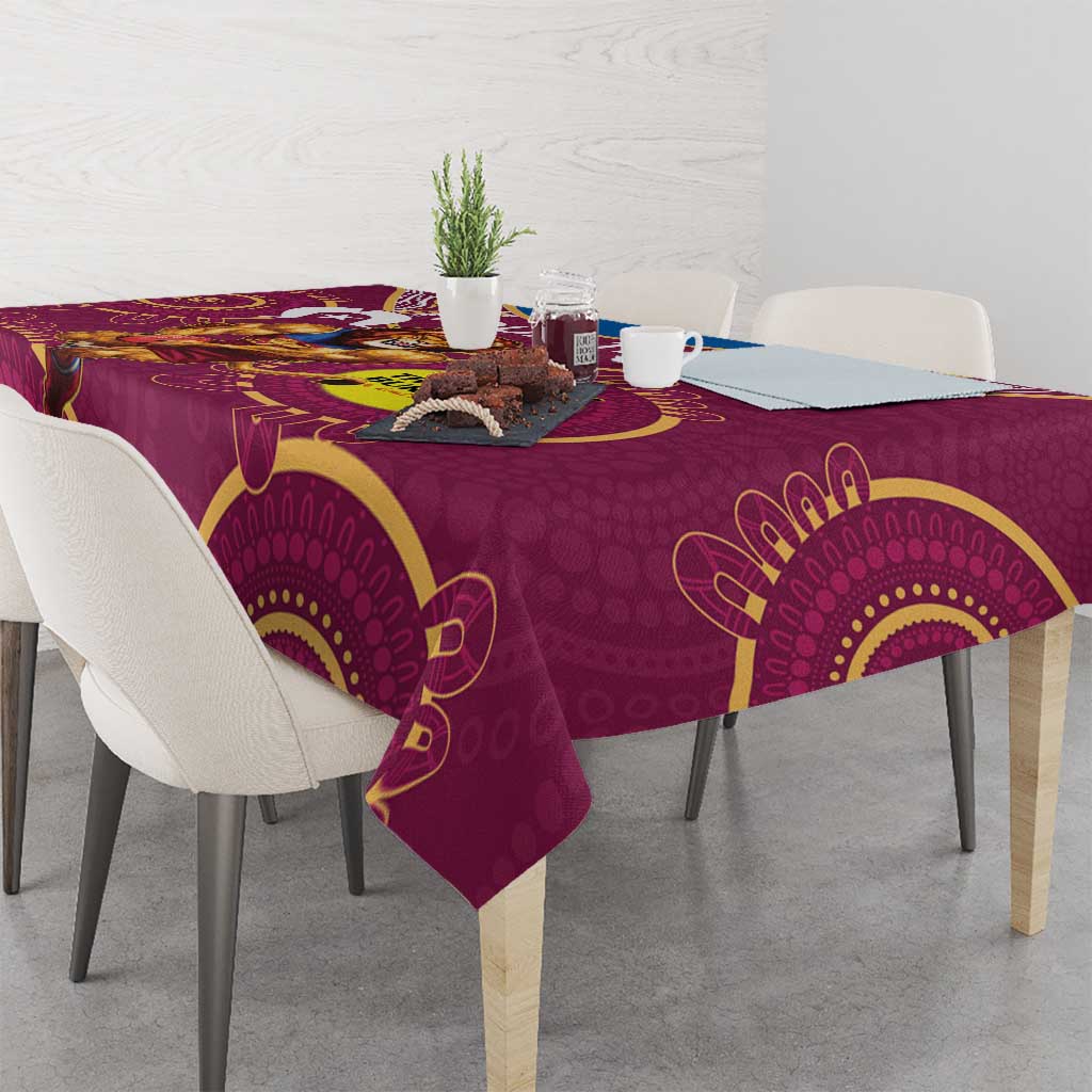 Custom AFL Brisbane Lions NAIDOC Week Tablecloth Keep The Fire Burning Indigenous Art