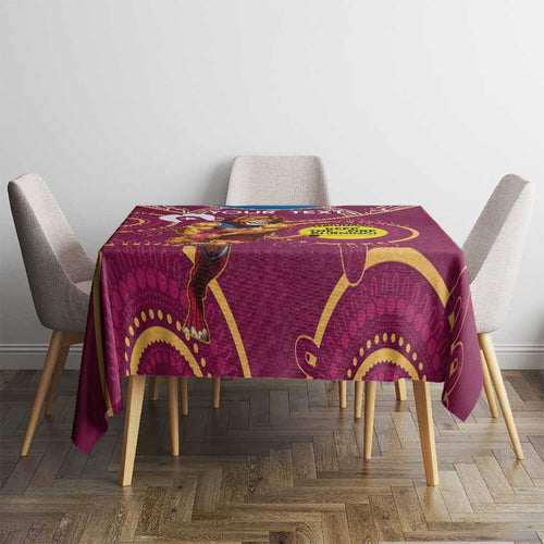 Custom AFL Brisbane Lions NAIDOC Week Tablecloth Keep The Fire Burning Indigenous Art
