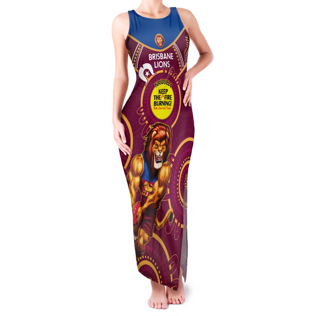 Custom AFL Brisbane Lions NAIDOC Week Tank Maxi Dress Keep The Fire Burning Indigenous Art