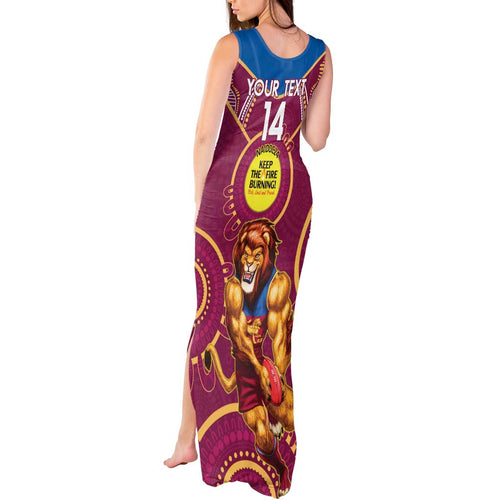 Custom AFL Brisbane Lions NAIDOC Week Tank Maxi Dress Keep The Fire Burning Indigenous Art