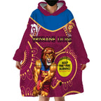 Custom AFL Brisbane Lions NAIDOC Week Wearable Blanket Hoodie Keep The Fire Burning Indigenous Art
