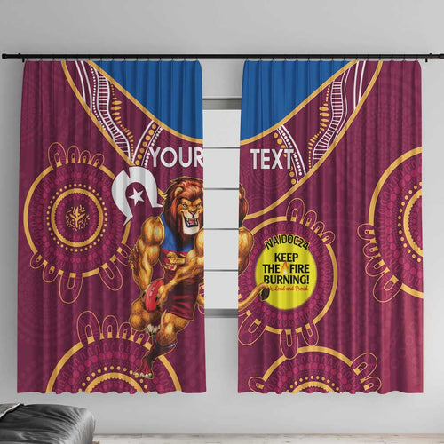 Custom AFL Brisbane Lions NAIDOC Week Window Curtain Keep The Fire Burning Indigenous Art